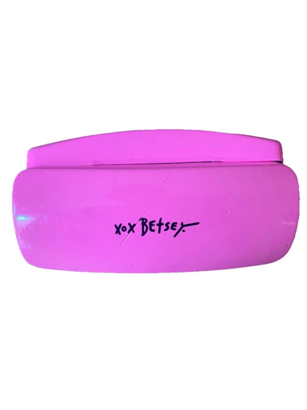 Betsey Johnson Glasses Case Glossy Pink With Polka Dot Interior